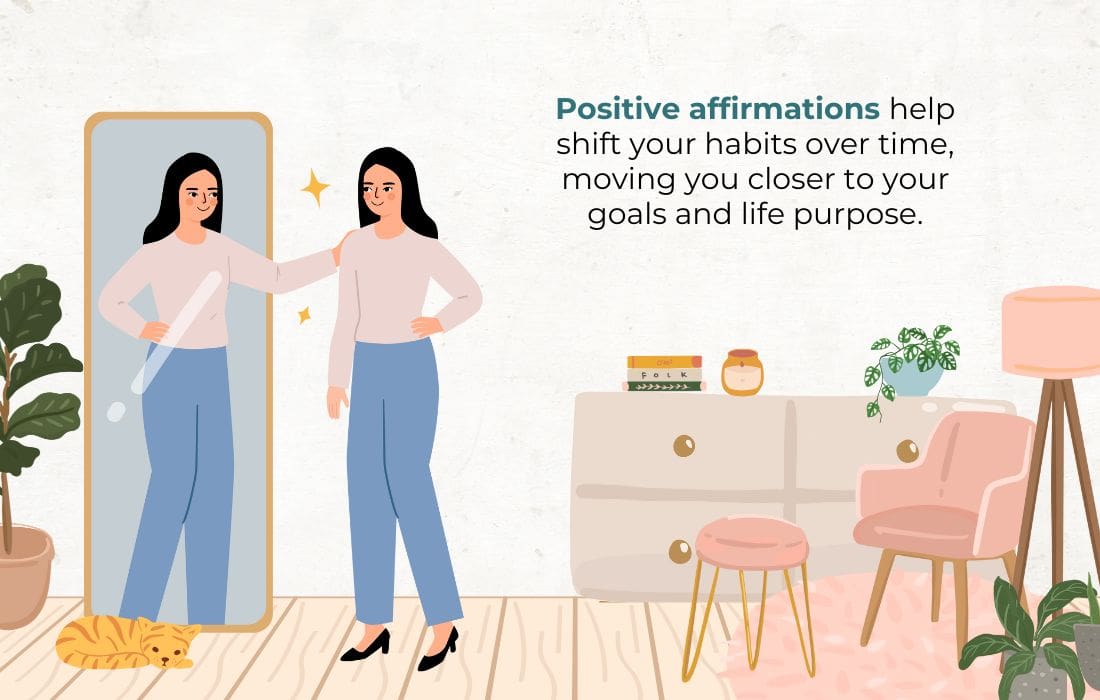 woman looking in the mirror