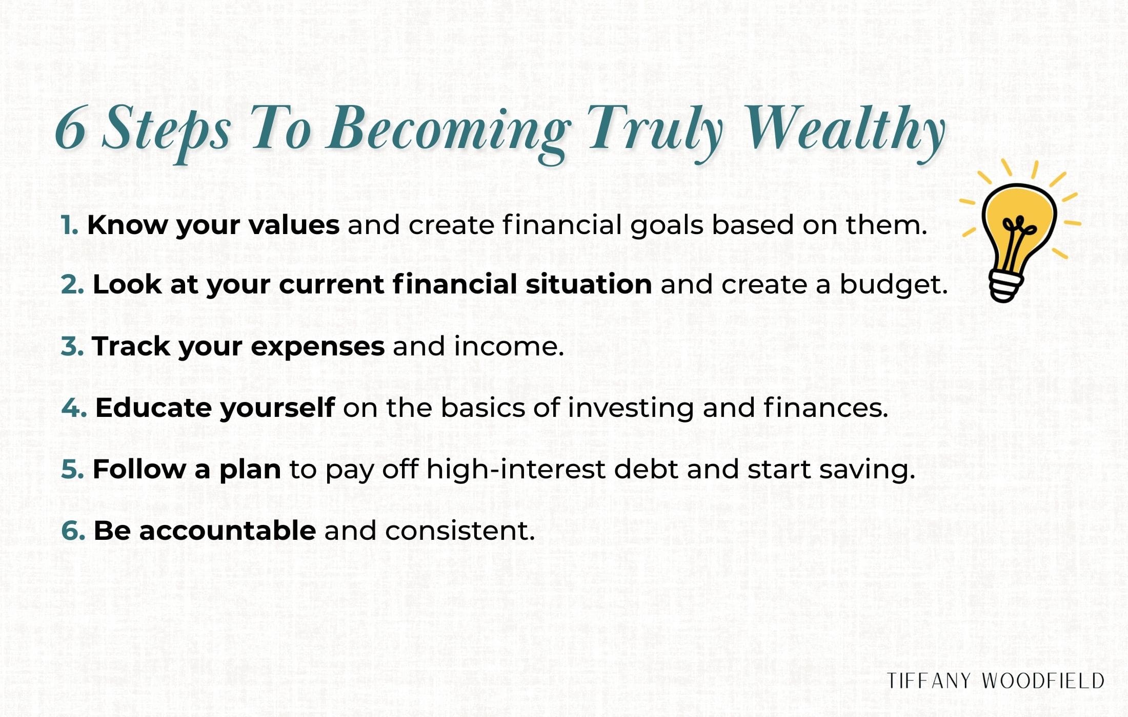 How can I achieve financial independence to become truly wealthy?